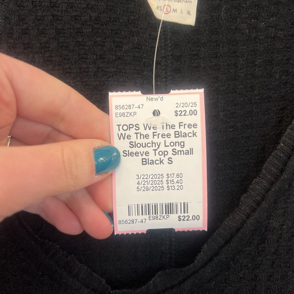 We The Free Black Slouchy Long Sleeve Top Small