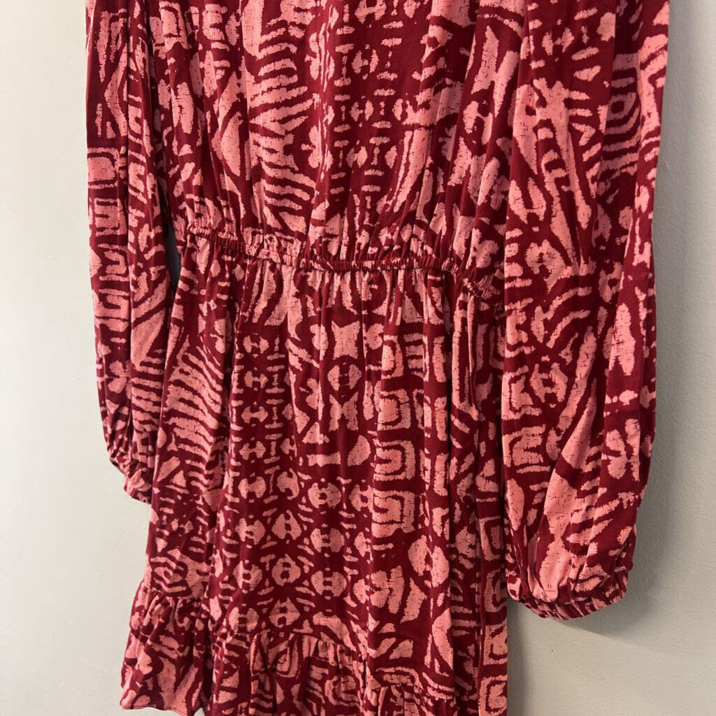 Willa Story Red Print Long Sleeve Dress Medium