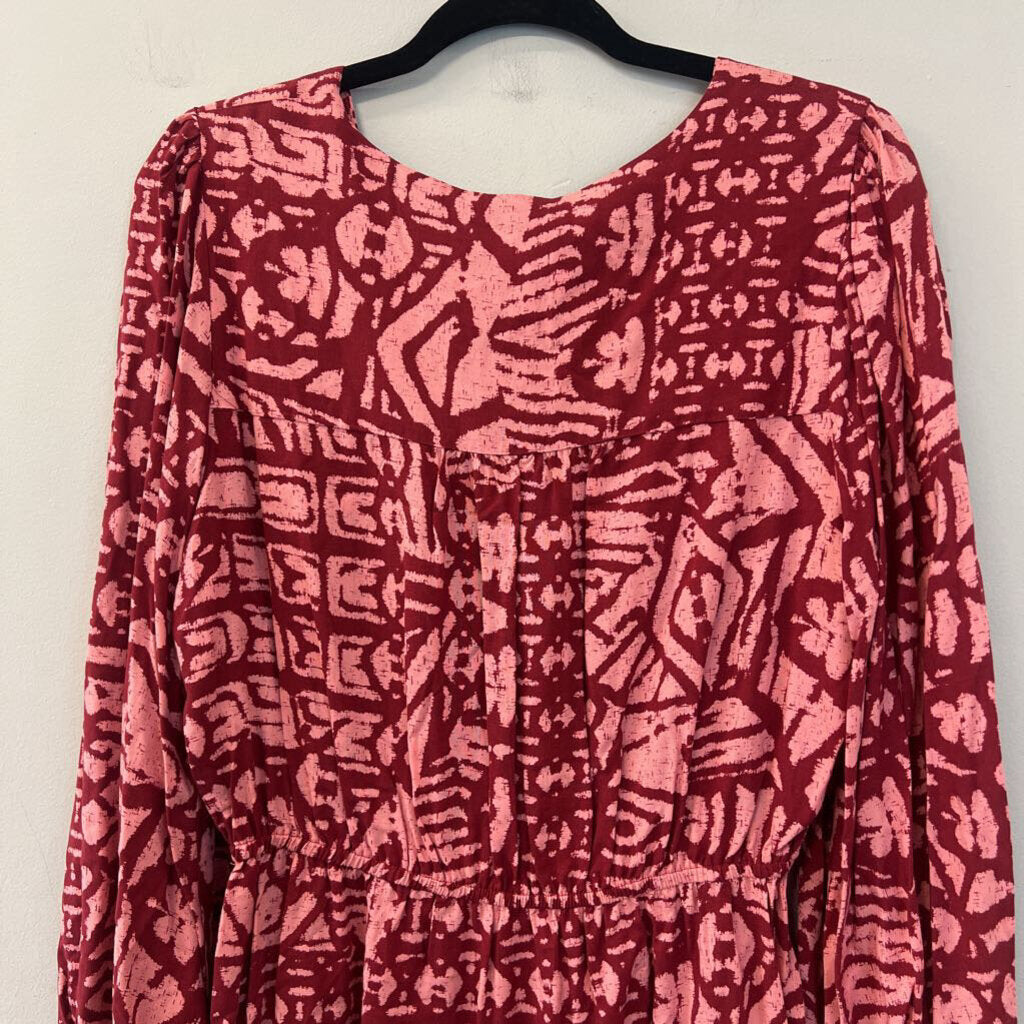 Willa Story Red Print Long Sleeve Dress Medium