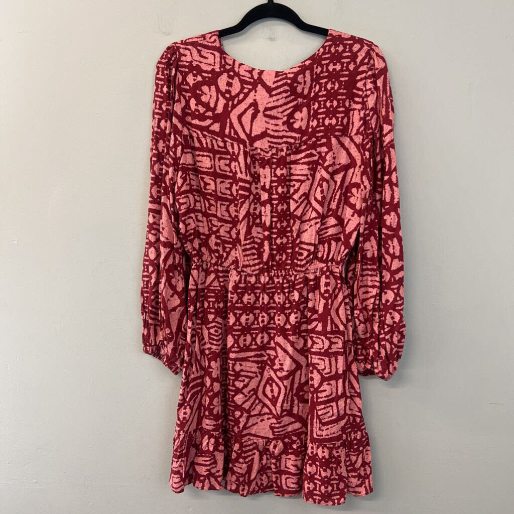 Willa Story Red Print Long Sleeve Dress Medium