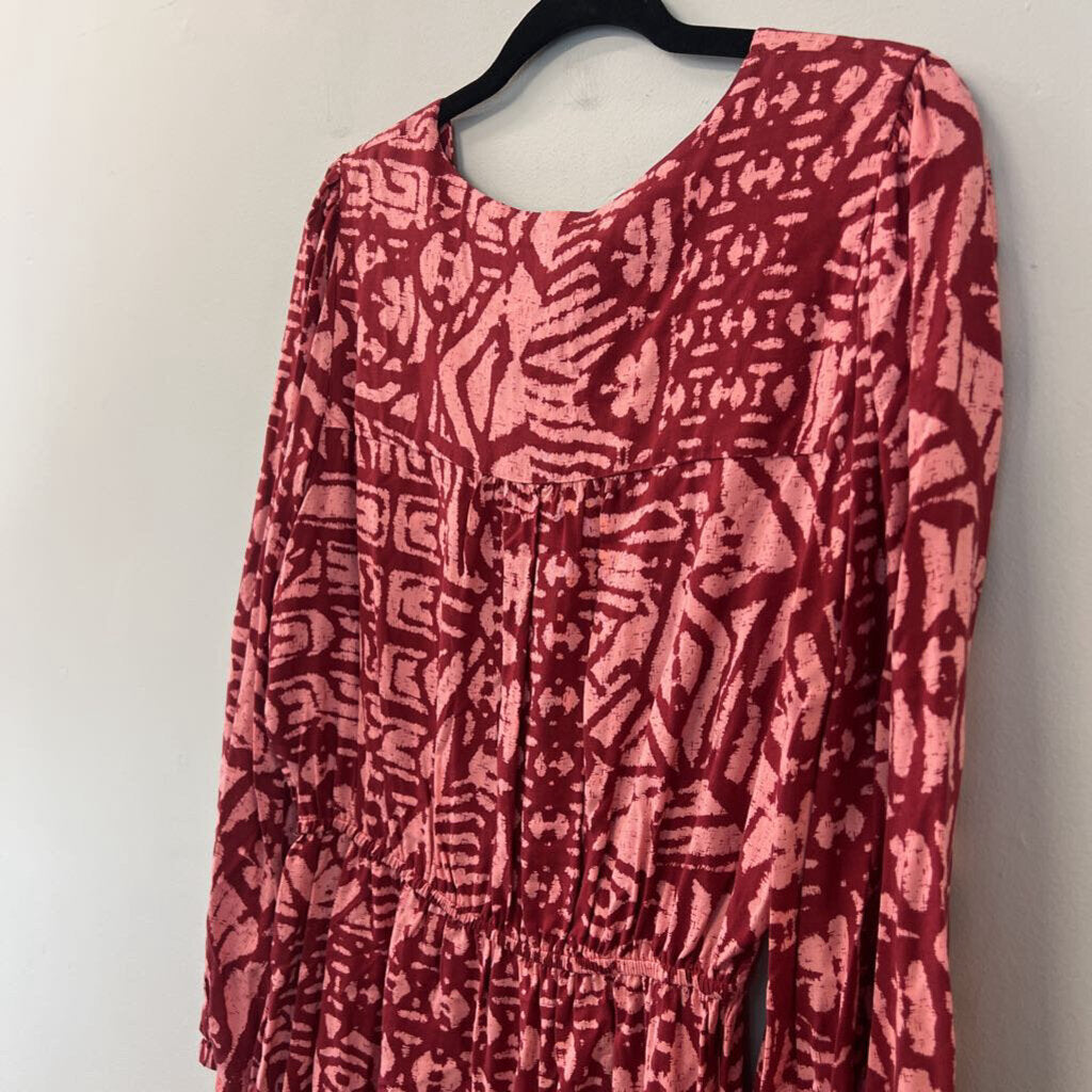 Willa Story Red Print Long Sleeve Dress Medium