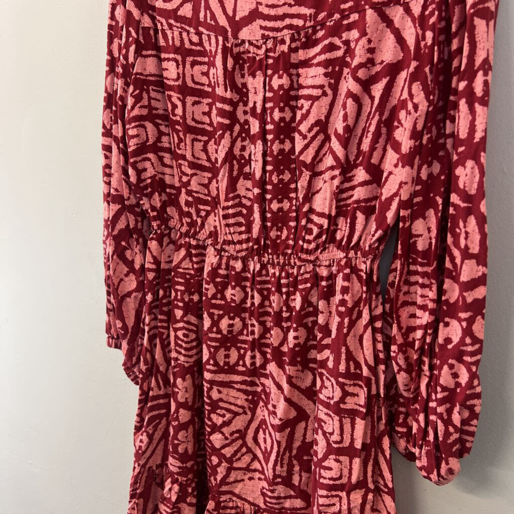 Willa Story Red Print Long Sleeve Dress Medium