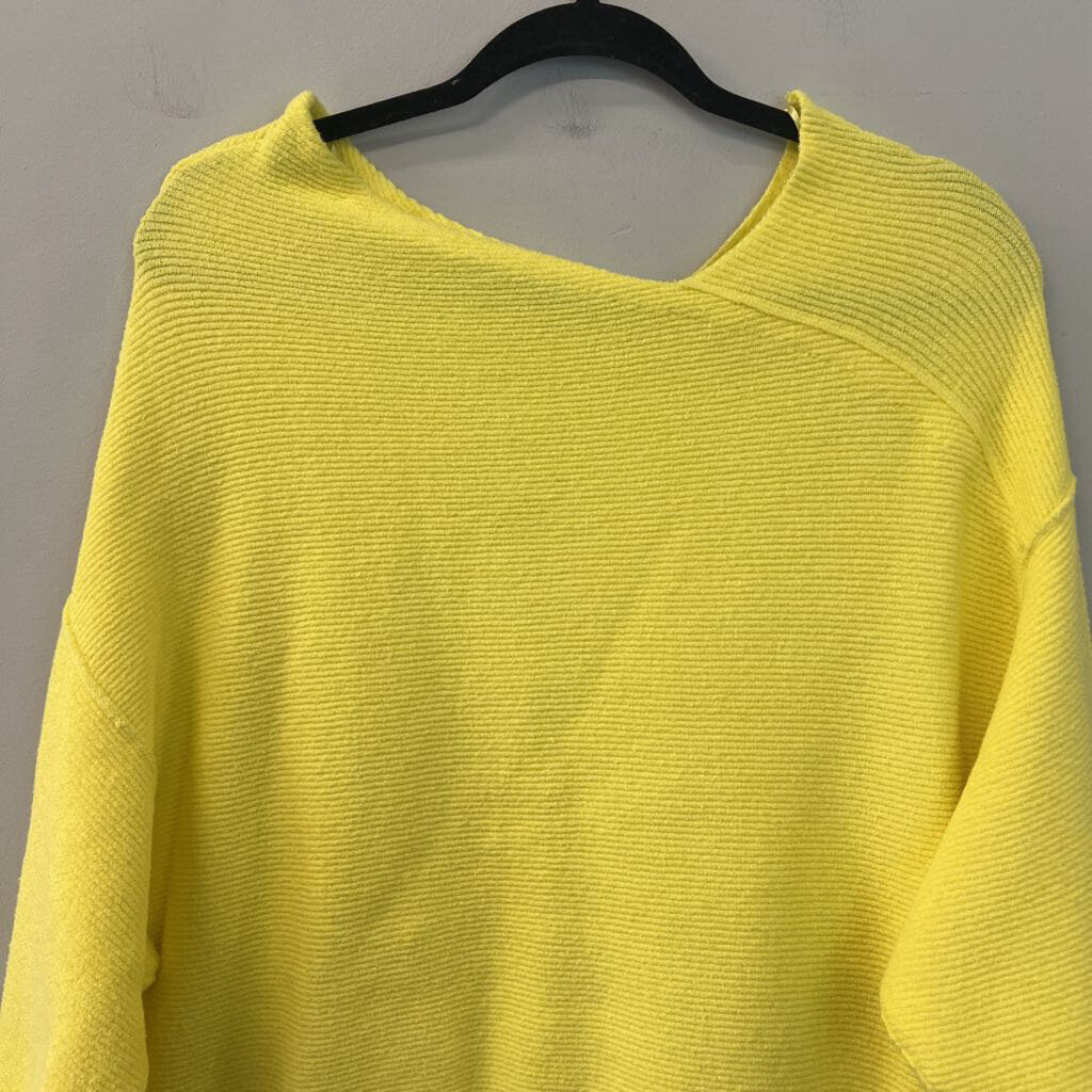 Free People Yellow Ribbed Long Sleeve Sweater Top Extra Small