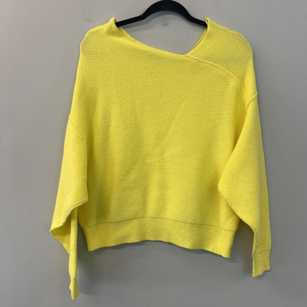 Free People Yellow Ribbed Long Sleeve Sweater Top Extra Small