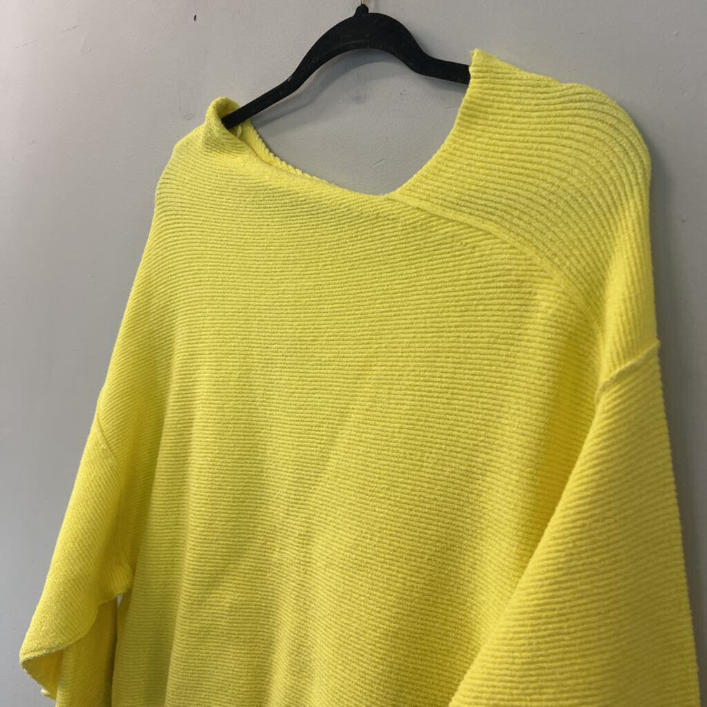 Free People Yellow Ribbed Long Sleeve Sweater Top Extra Small