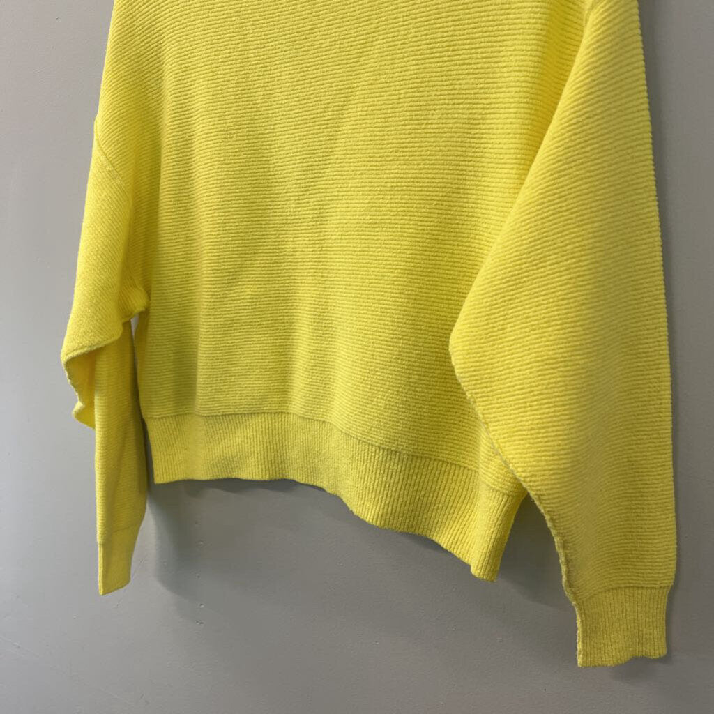 Free People Yellow Ribbed Long Sleeve Sweater Top Extra Small