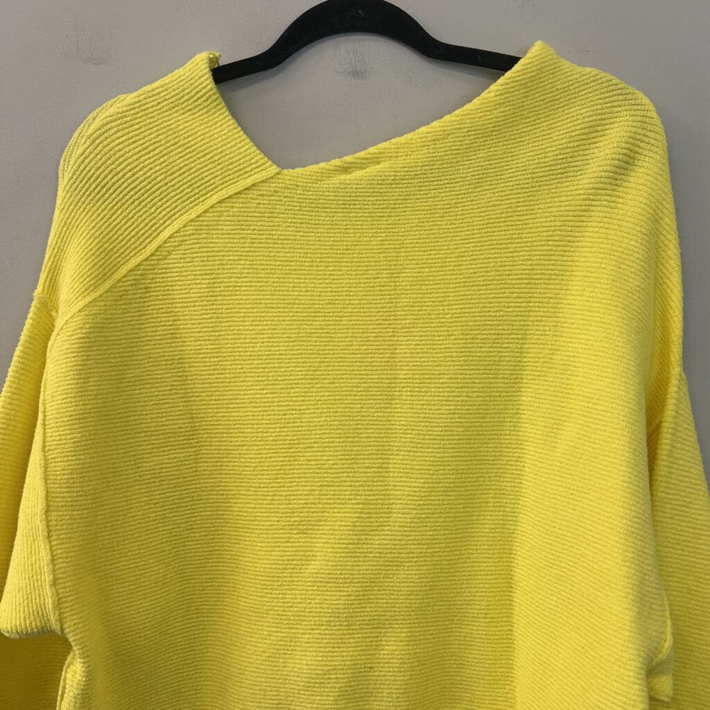 Free People Yellow Ribbed Long Sleeve Sweater Top Extra Small