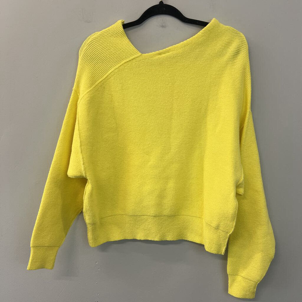 Free People Yellow Ribbed Long Sleeve Sweater Top Extra Small