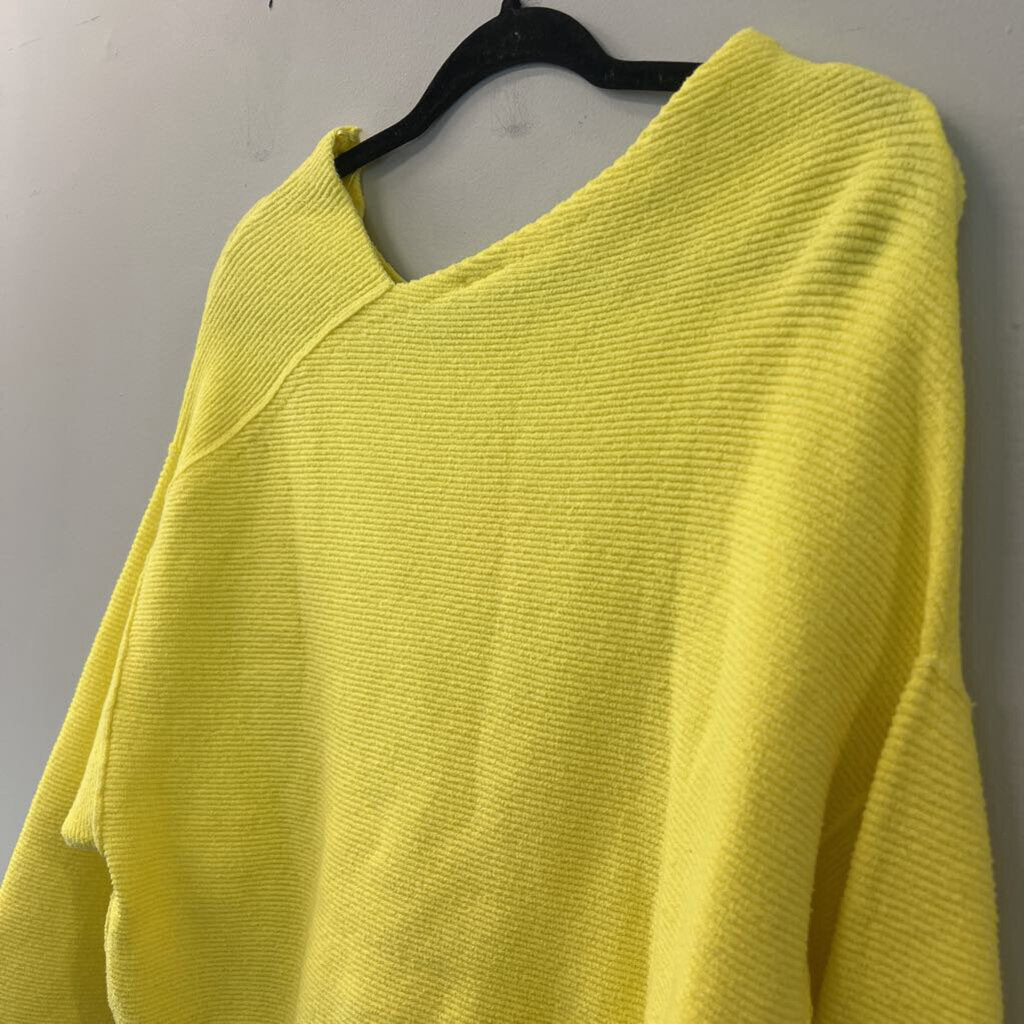 Free People Yellow Ribbed Long Sleeve Sweater Top Extra Small