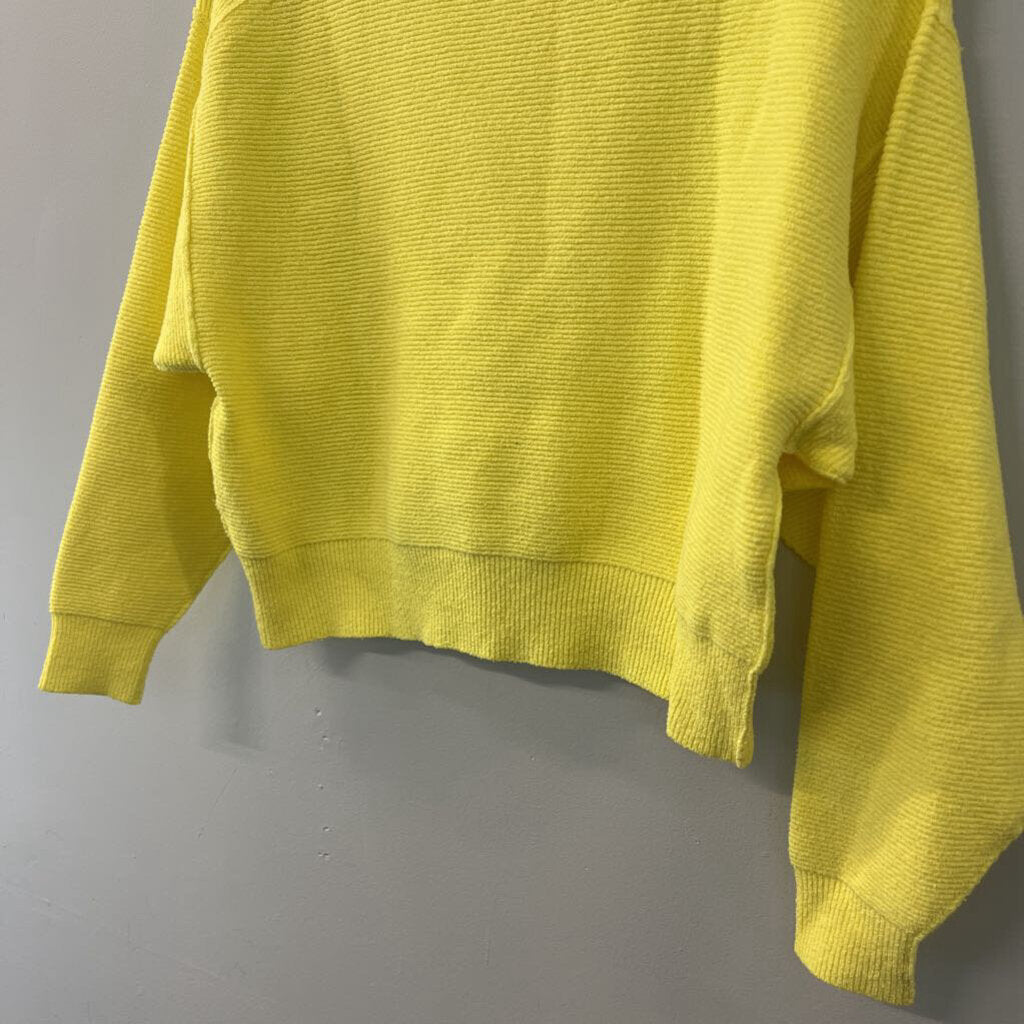 Free People Yellow Ribbed Long Sleeve Sweater Top Extra Small