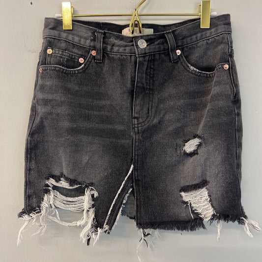 We The Free Black Distressed Denim Skirt 24