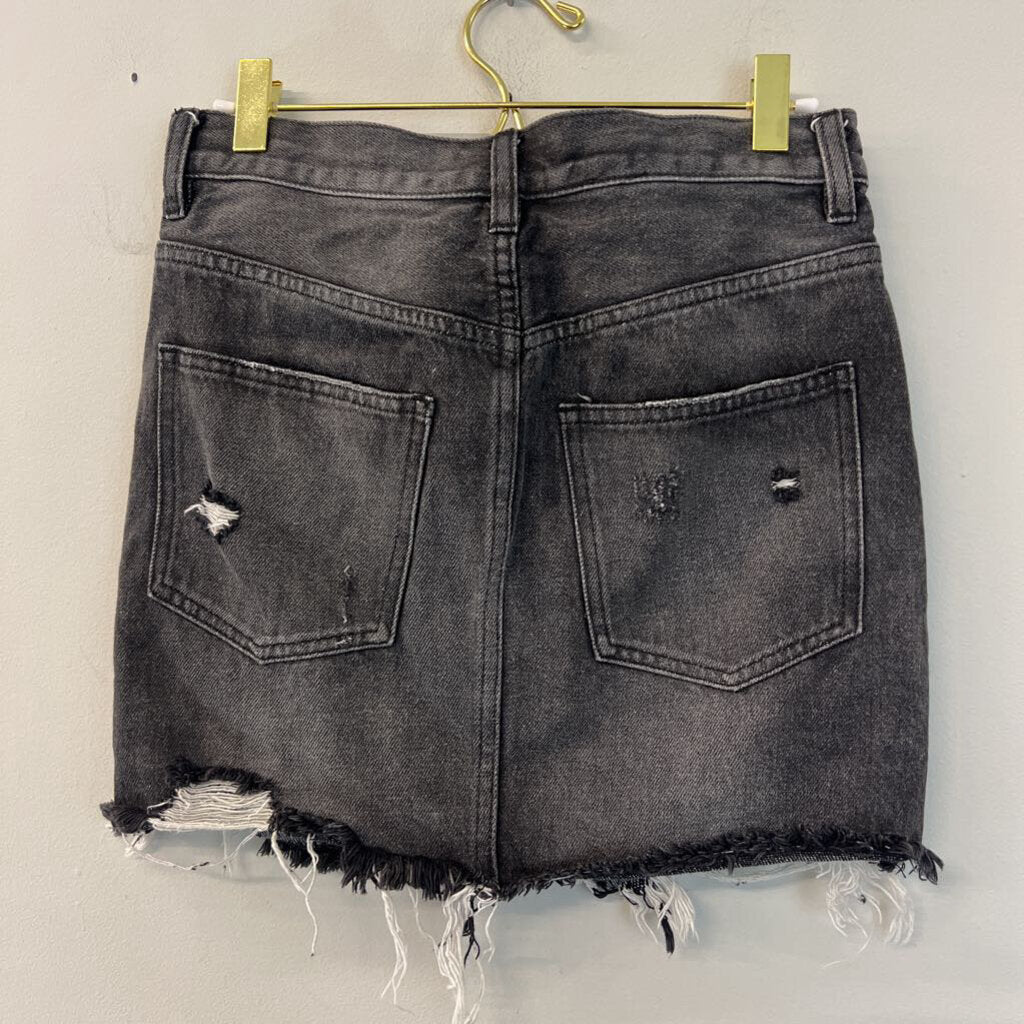 We The Free Black Distressed Denim Skirt 24