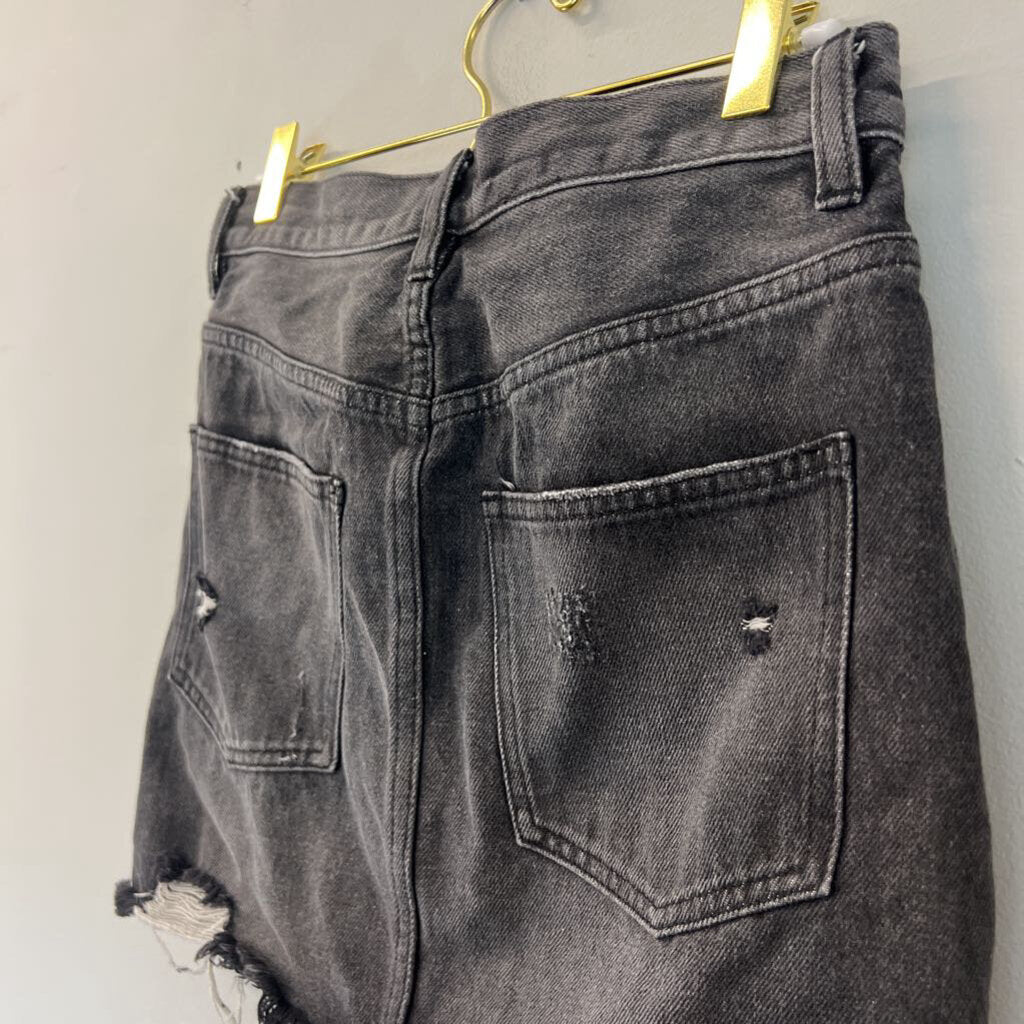 We The Free Black Distressed Denim Skirt 24