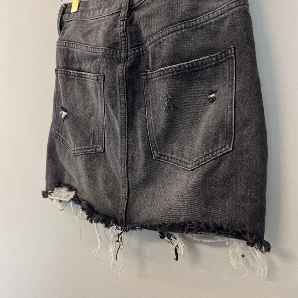 We The Free Black Distressed Denim Skirt 24