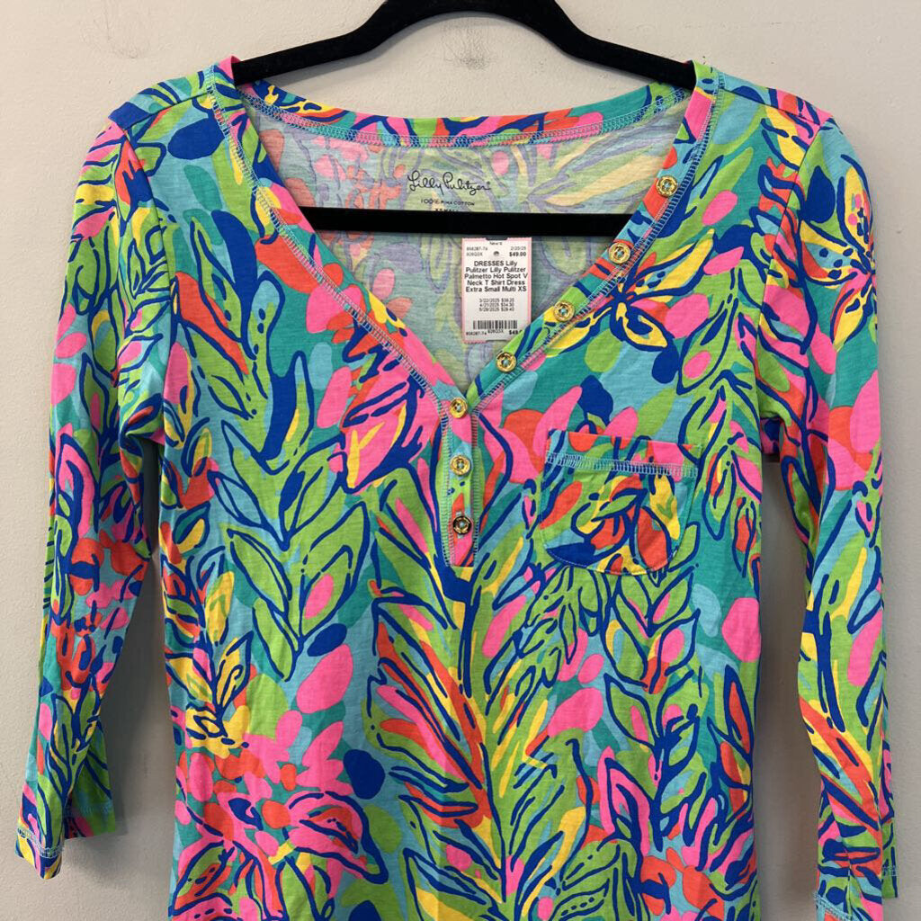 Lilly Pulitzer Palmetto Hot Spot V Neck T Shirt Dress Extra Small