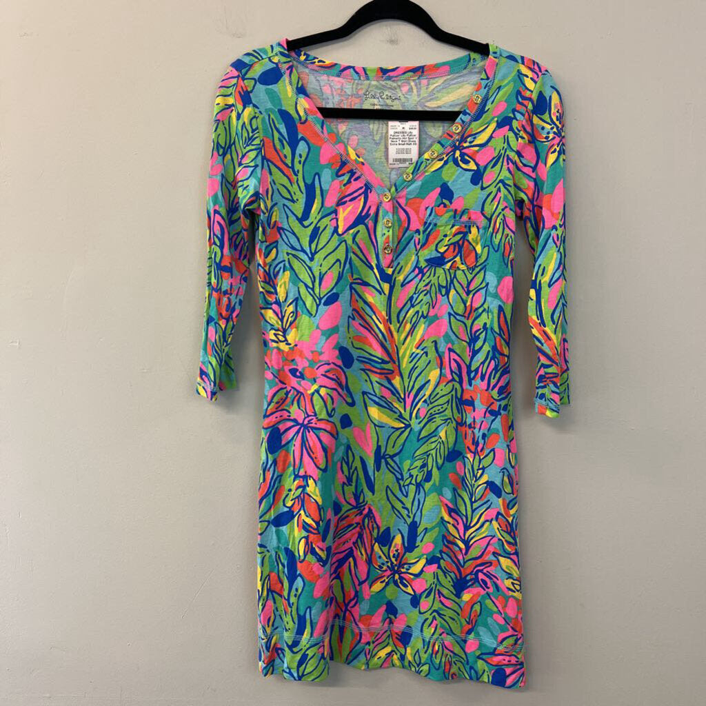 Lilly Pulitzer Palmetto Hot Spot V Neck T Shirt Dress Extra Small