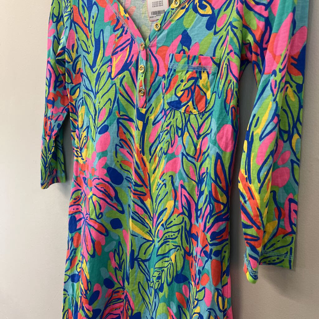 Lilly Pulitzer Palmetto Hot Spot V Neck T Shirt Dress Extra Small