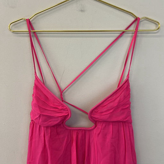 Zara Hot Pink Cut Out Top Flowy Maxi Dress Extra Small