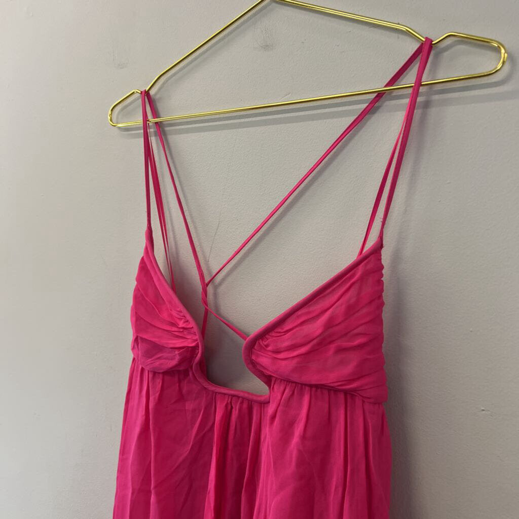 Zara Hot Pink Cut Out Top Flowy Maxi Dress Extra Small