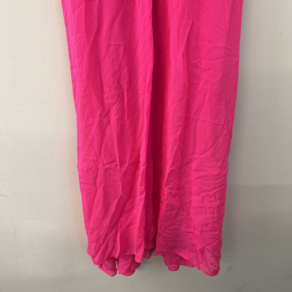 Zara Hot Pink Cut Out Top Flowy Maxi Dress Extra Small