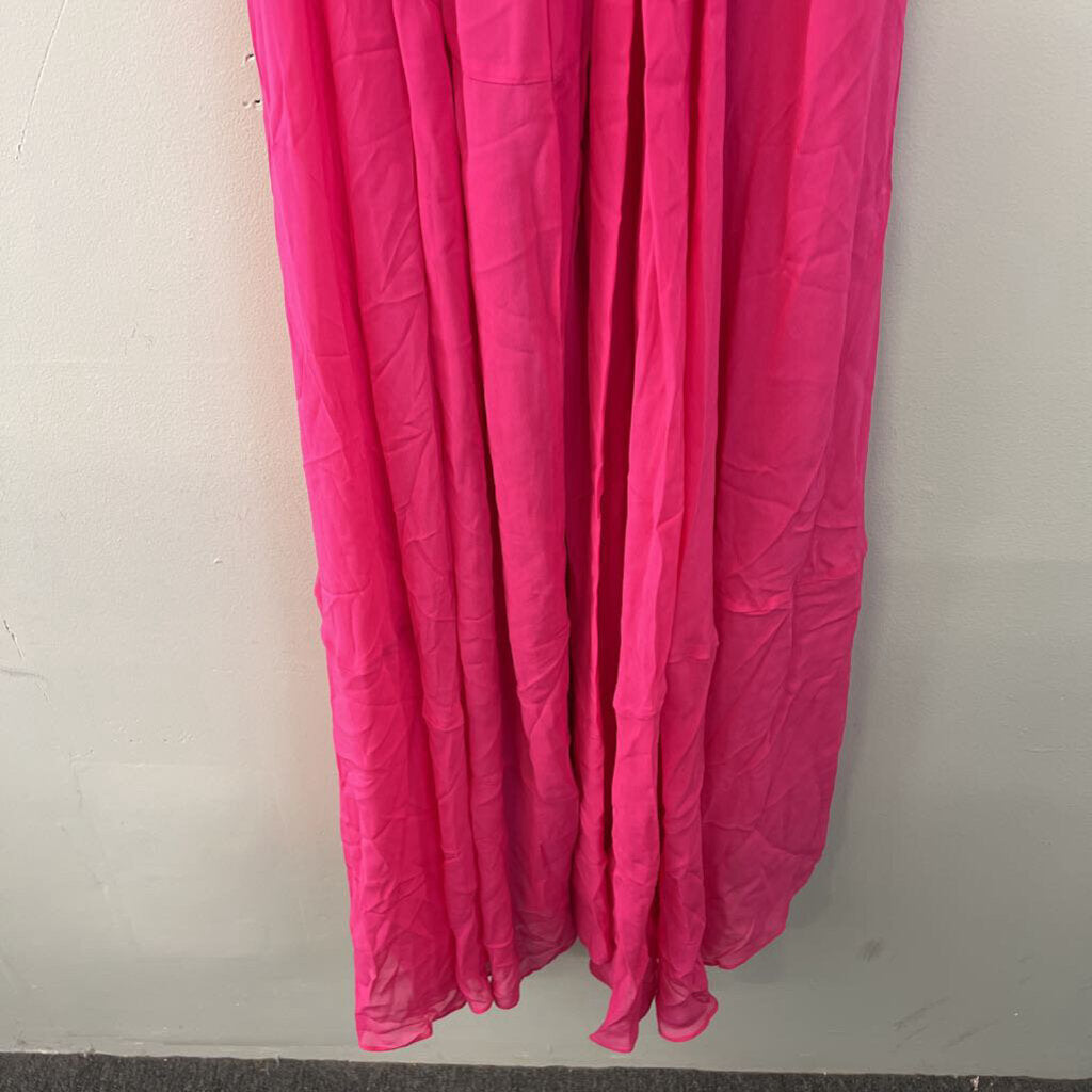 Zara Hot Pink Cut Out Top Flowy Maxi Dress Extra Small