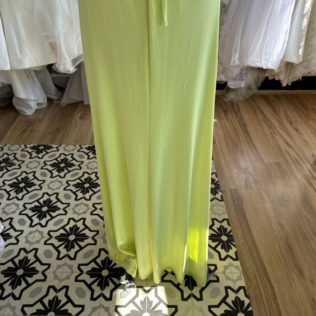 Jules and Cleo Neon Green Ruched Fitted Long Formal Dress 2