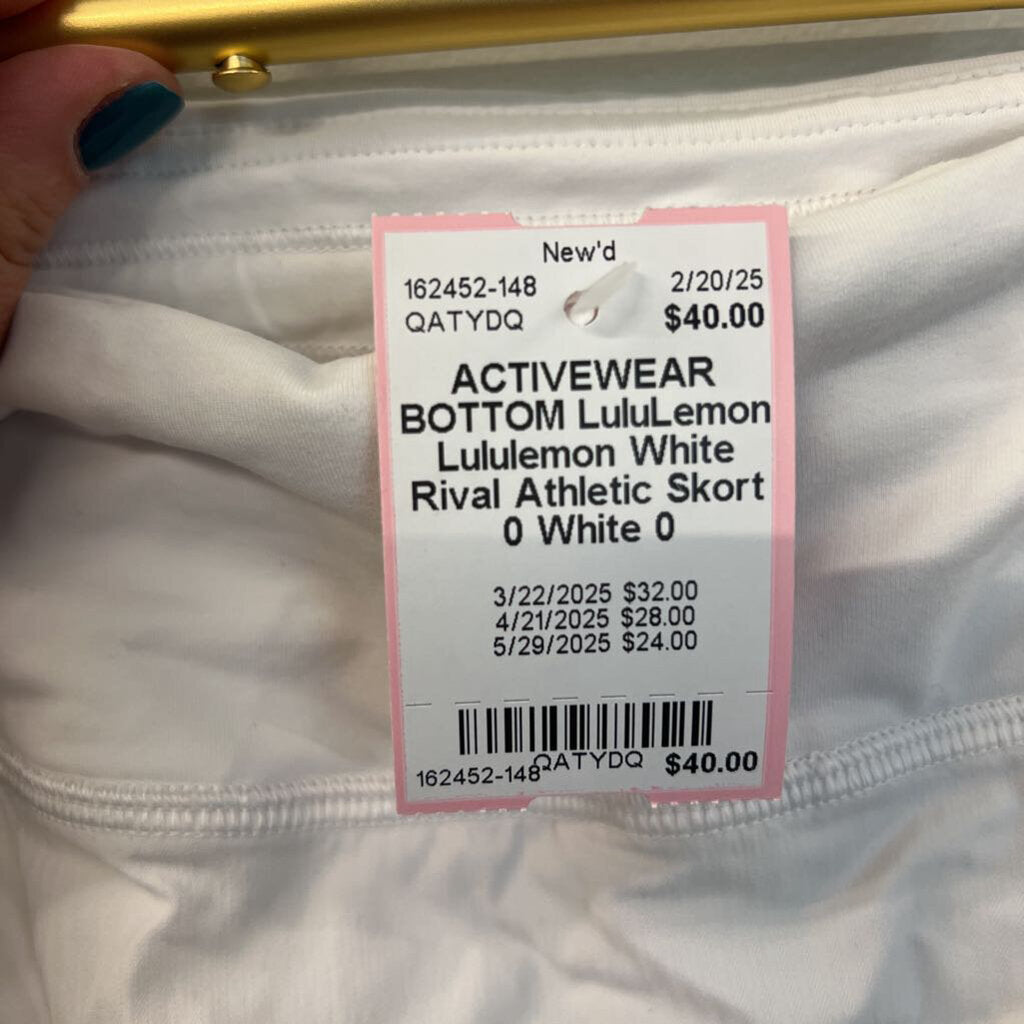 Lululemon White Rival Athletic Skort 0