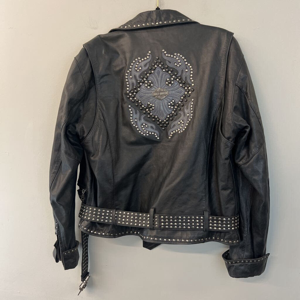 Harley Davidson Black Studded/ Embroidered Jacket Extra Large