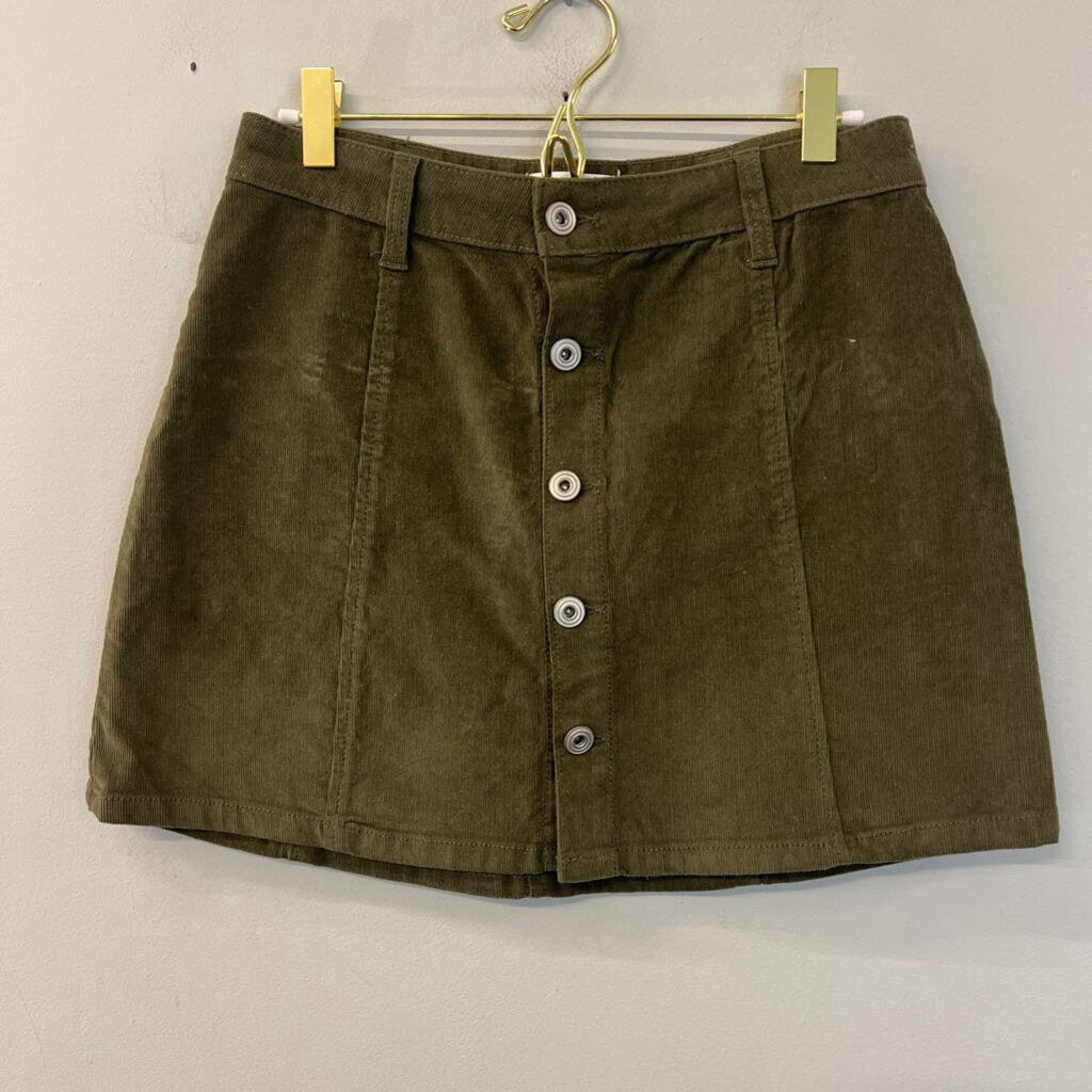 Regeneration Green Corduroy Snap Button Front Skirt 27