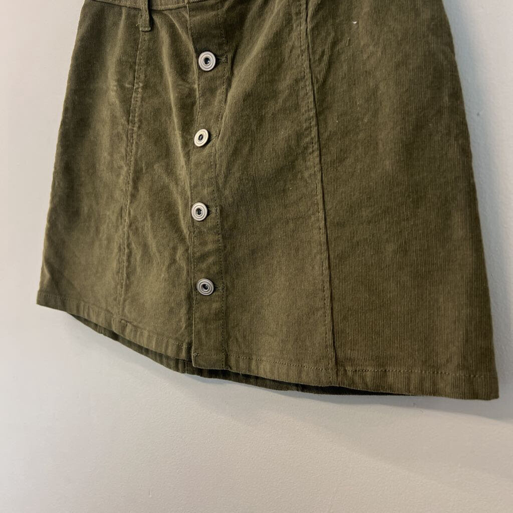 Regeneration Green Corduroy Snap Button Front Skirt 27