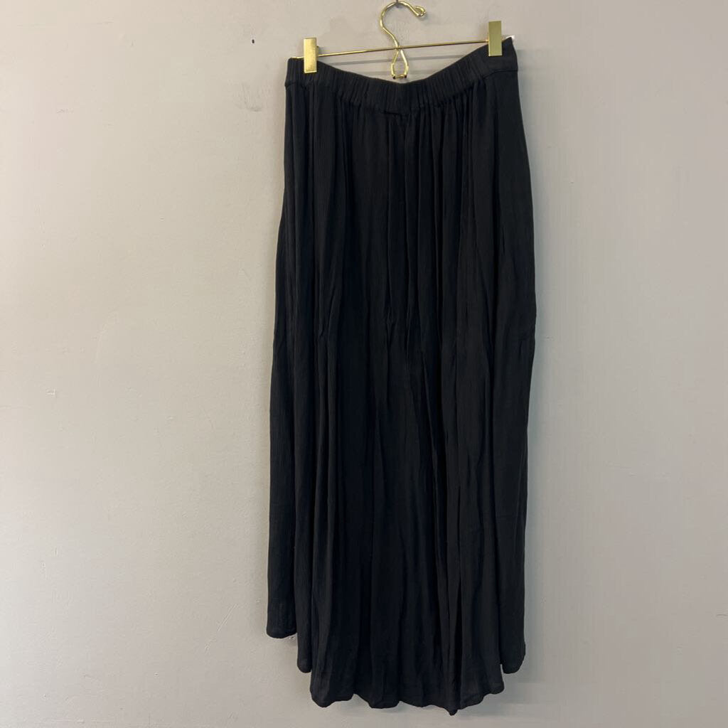 SO Black Crinkle Wrap Midi Skirt Small