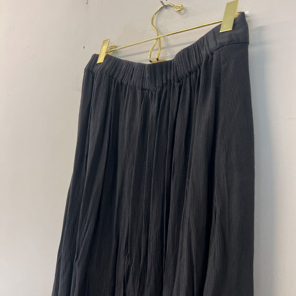 SO Black Crinkle Wrap Midi Skirt Small