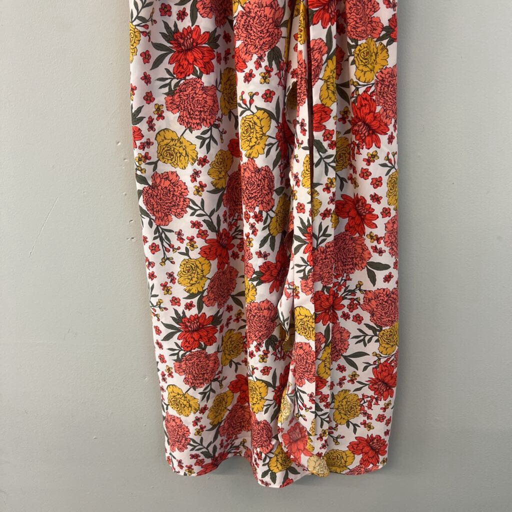 Loft White/ Multi Flower Print Midi Dress XXSP