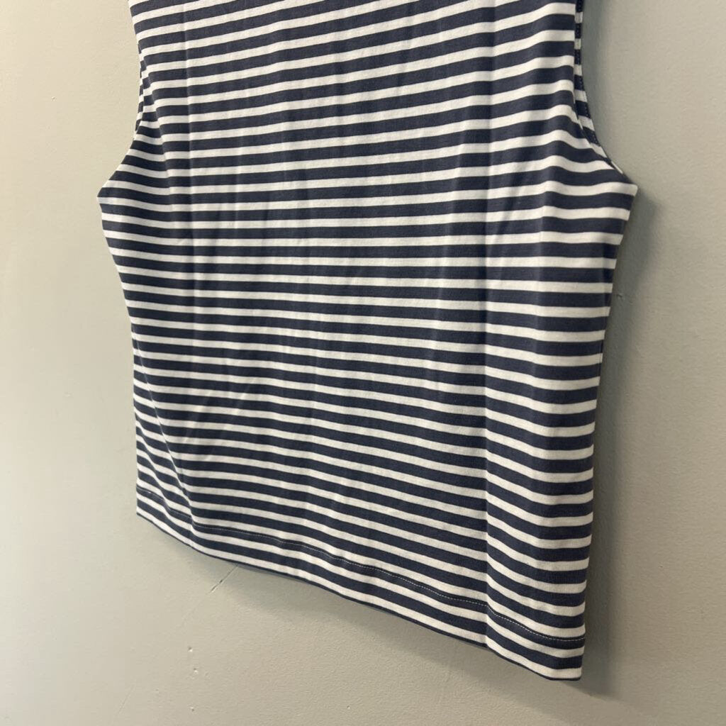 Madewell Blue/ White Striped Sleeveless Top With Shoulder Pads Small