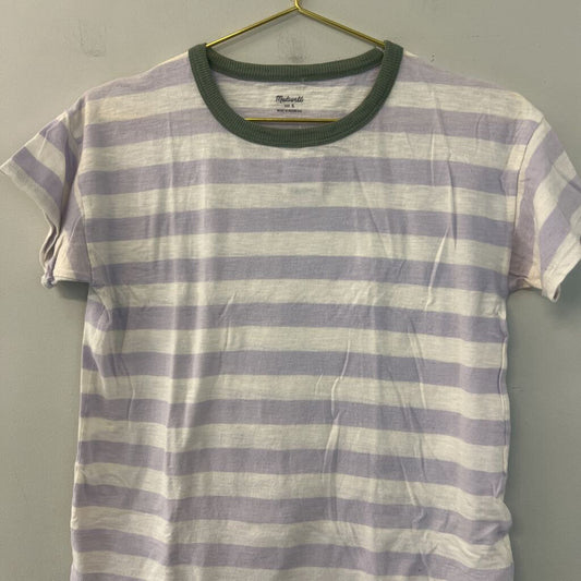 Madewell Purple Striped Short Sleeve Top Small