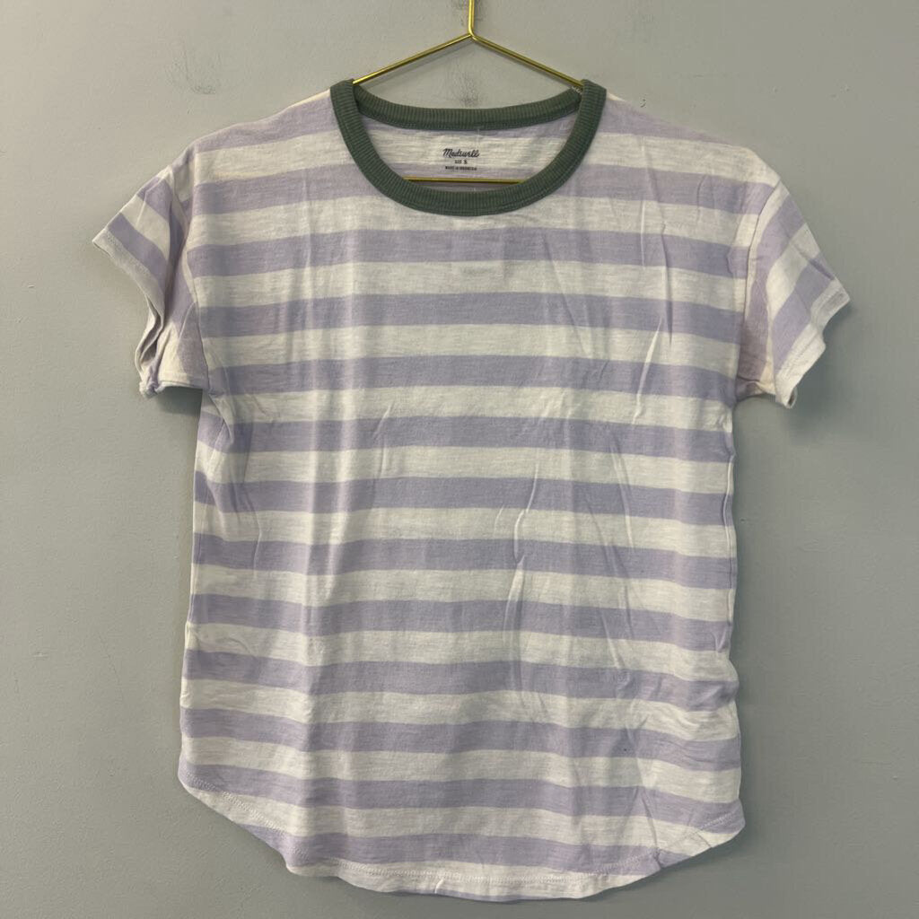 Madewell Purple Striped Short Sleeve Top Small