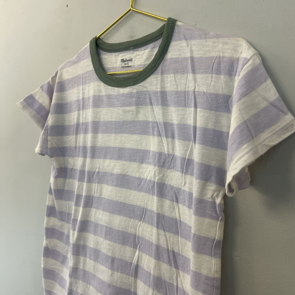 Madewell Purple Striped Short Sleeve Top Small