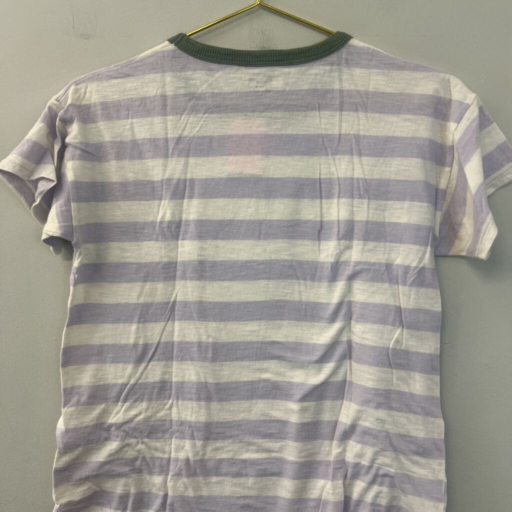 Madewell Purple Striped Short Sleeve Top Small