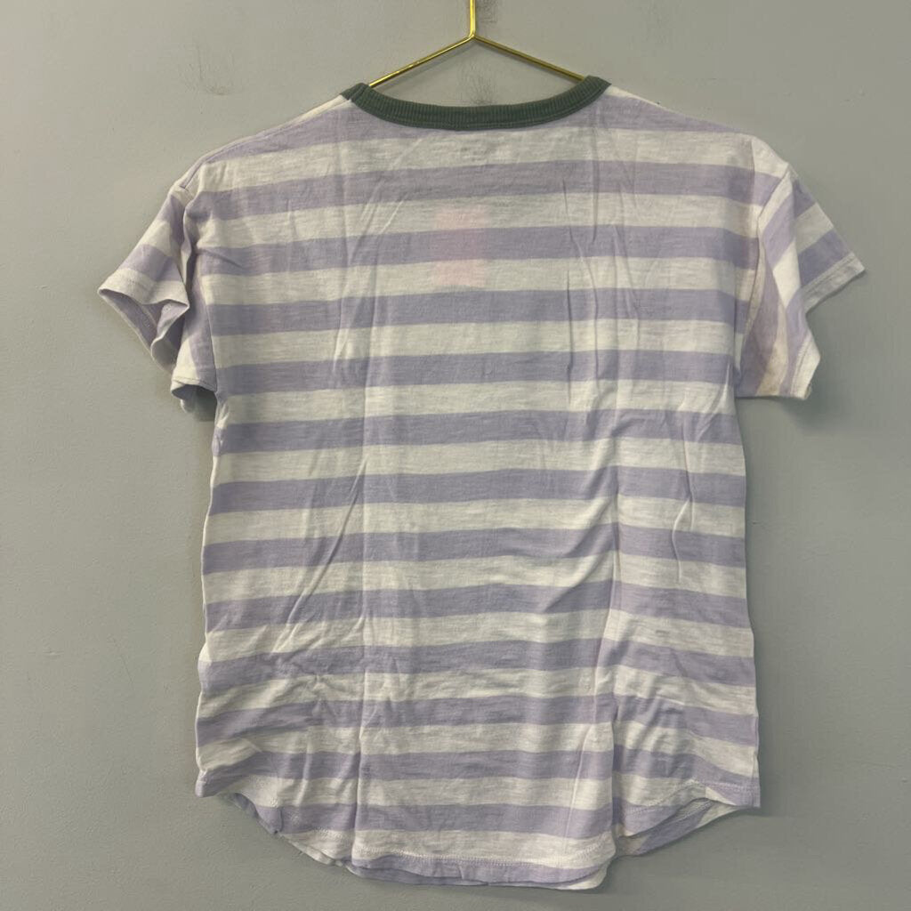 Madewell Purple Striped Short Sleeve Top Small