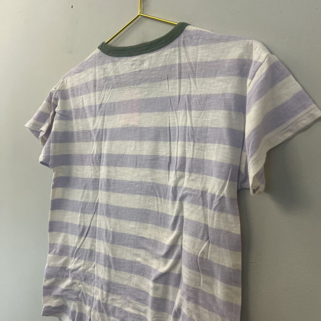 Madewell Purple Striped Short Sleeve Top Small