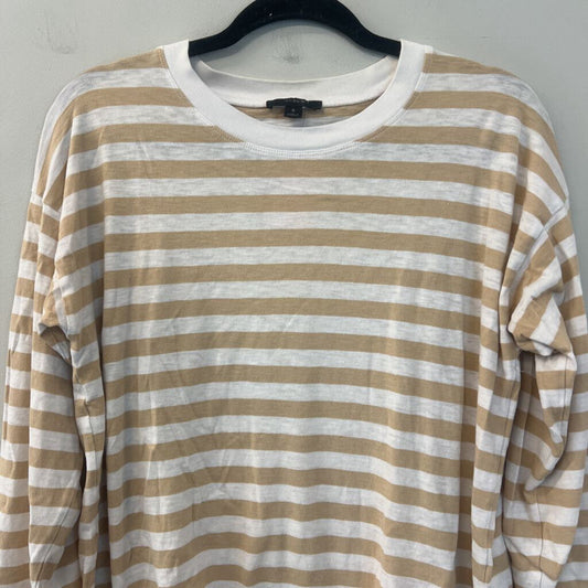 J Crew Brown/ White Striped Long Sleeve Top Small