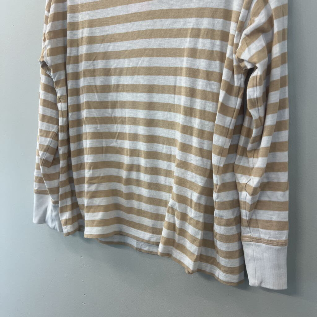 J Crew Brown/ White Striped Long Sleeve Top Small