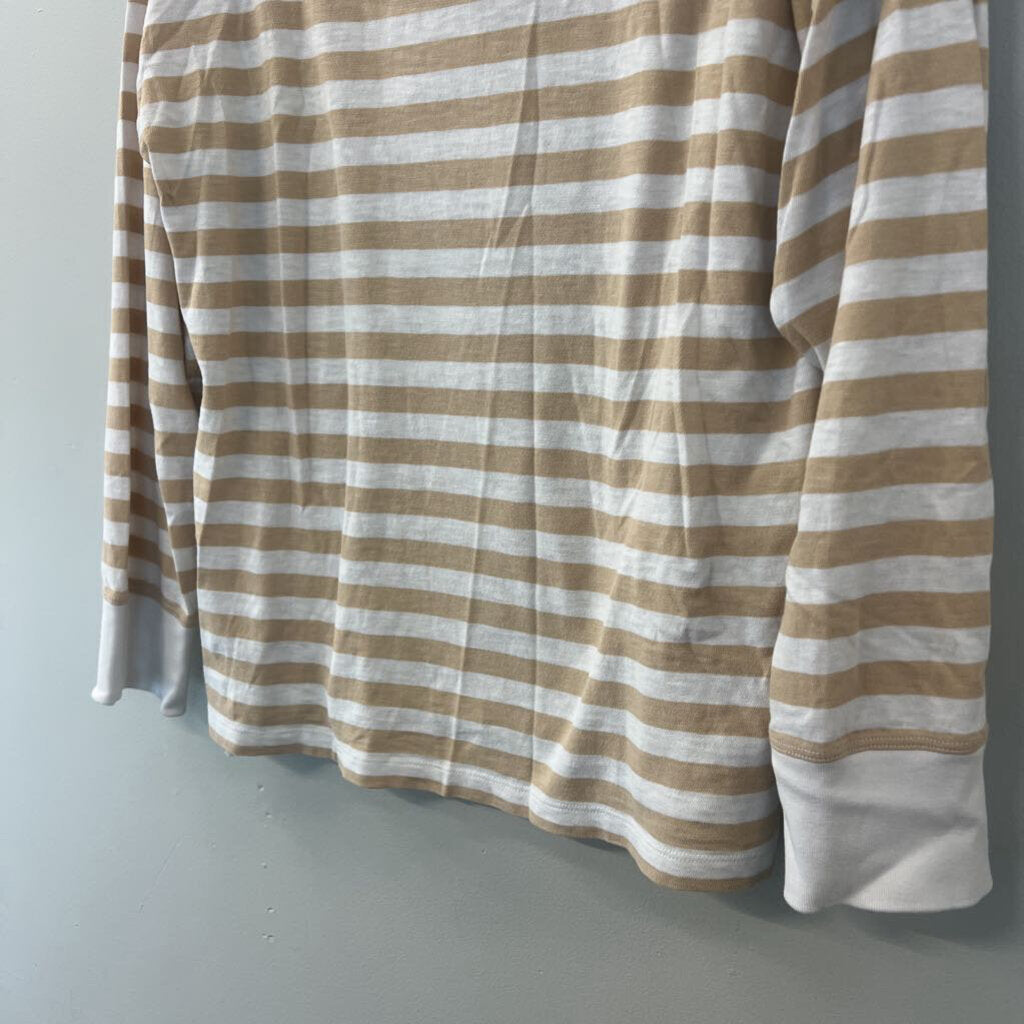 J Crew Brown/ White Striped Long Sleeve Top Small