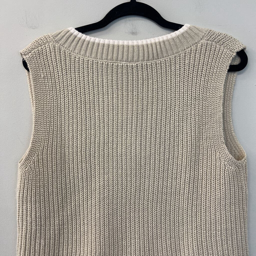 Divided Beige/ Cream Knit Sweater Vest Medium