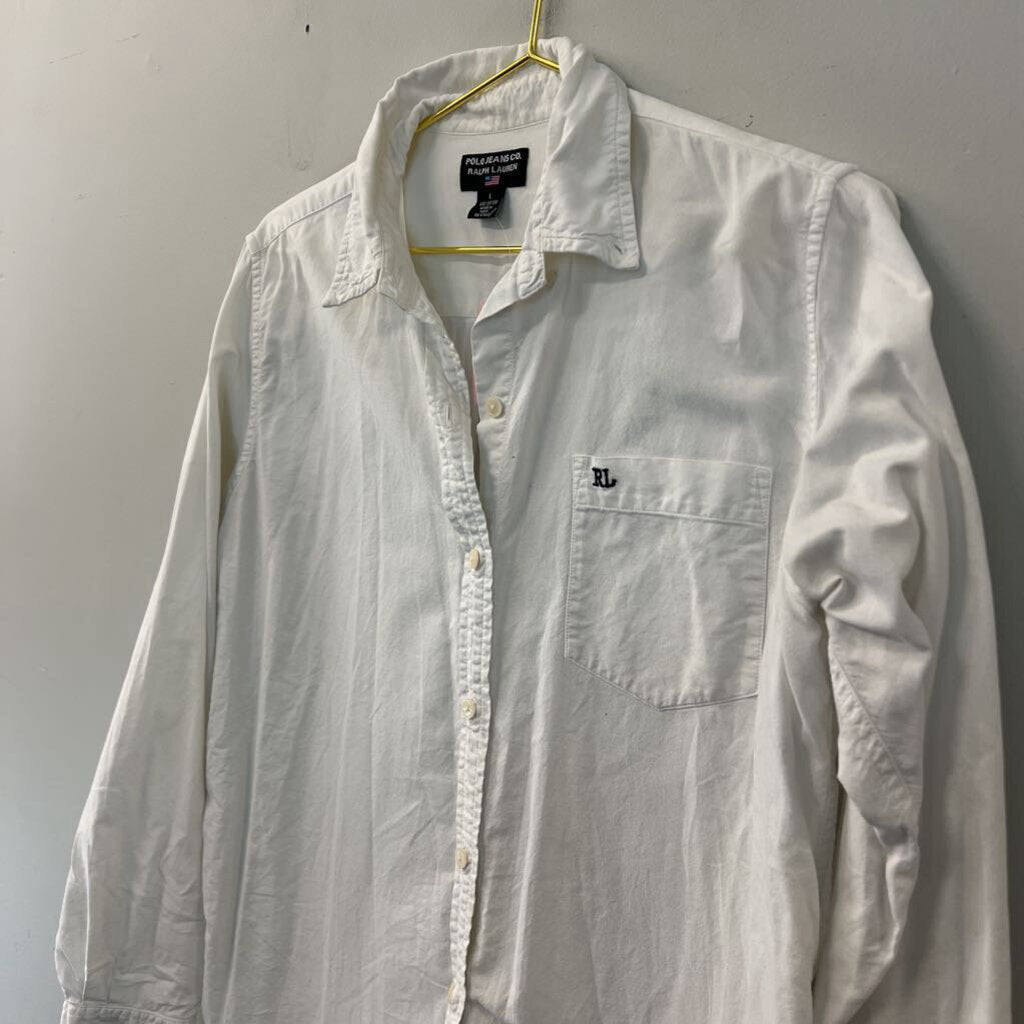 Ralph Lauren White Long Sleeve Button Down Top Large