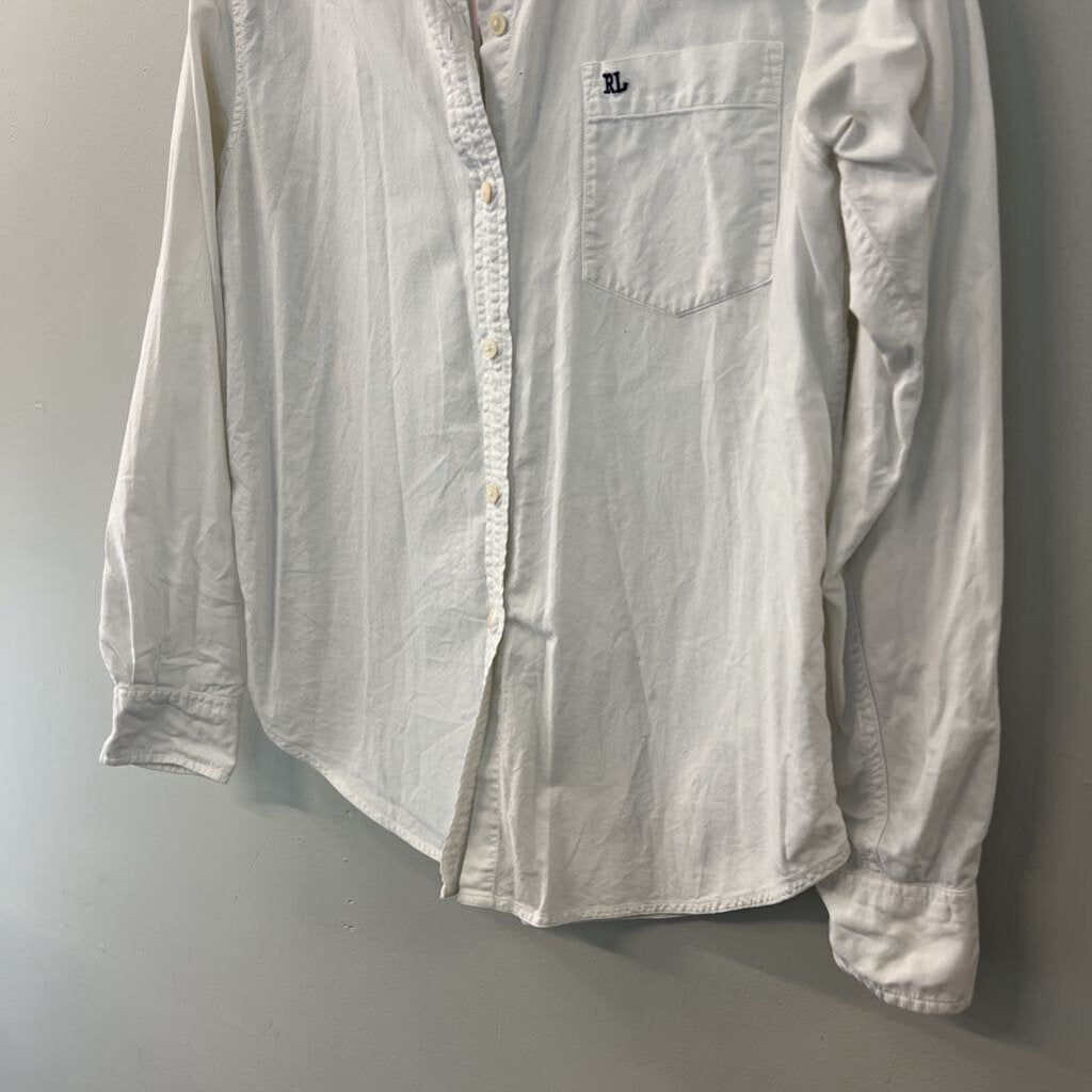 Ralph Lauren White Long Sleeve Button Down Top Large