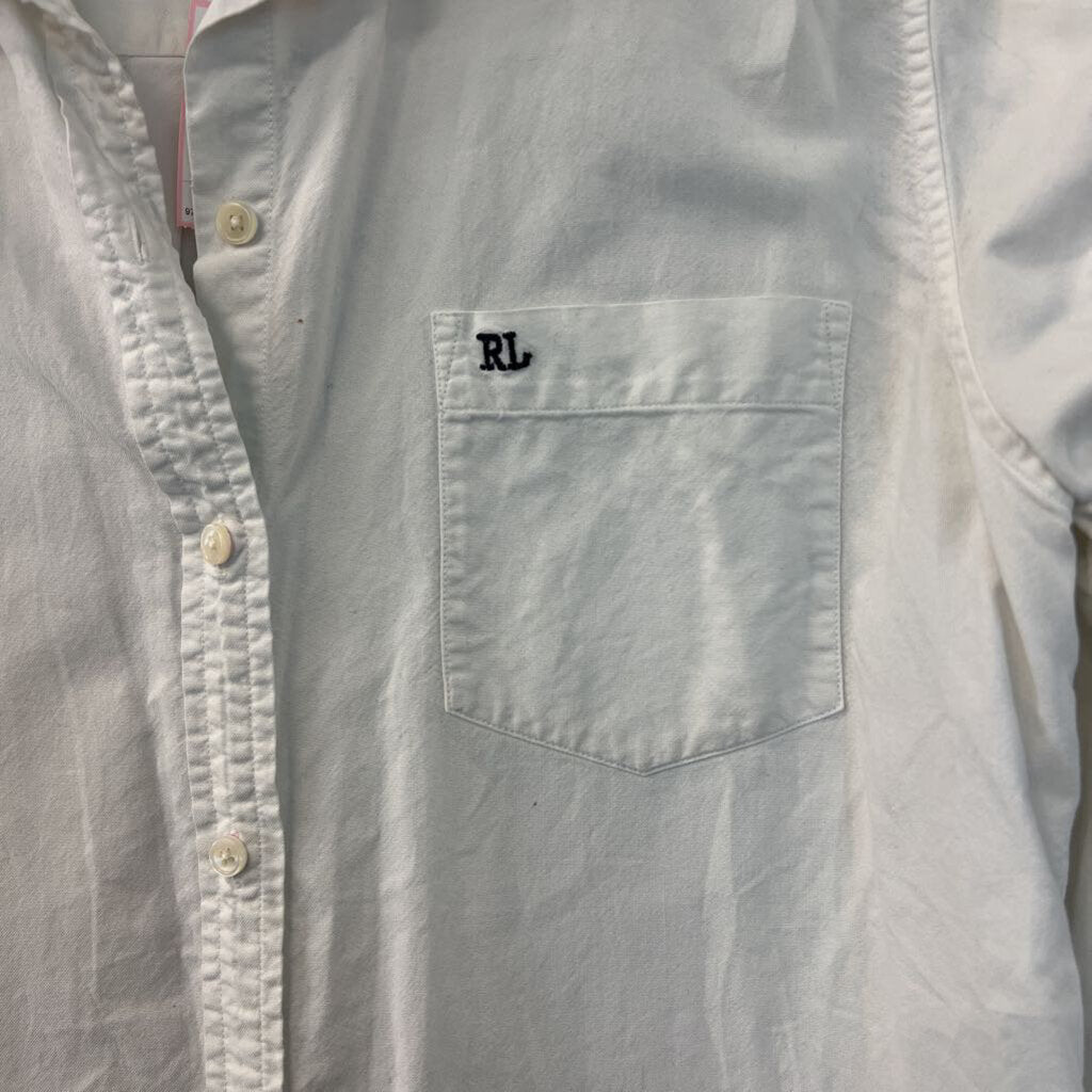 Ralph Lauren White Long Sleeve Button Down Top Large