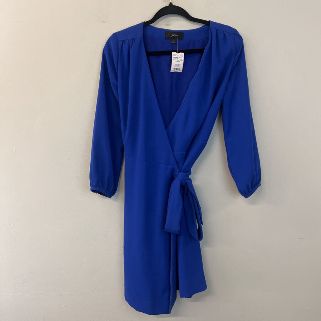 J Crew Blue Long Sleeve Wrap Dress 2