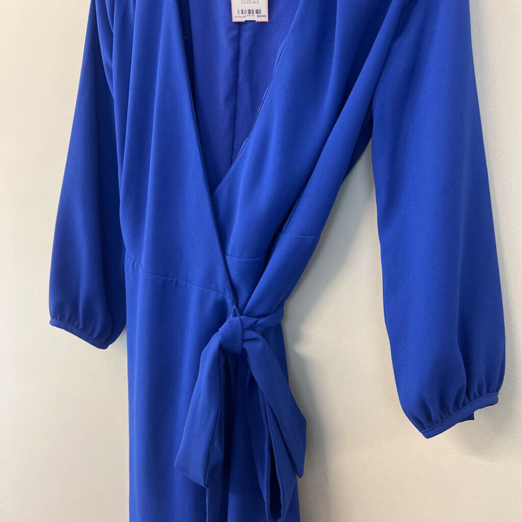 J Crew Blue Long Sleeve Wrap Dress 2