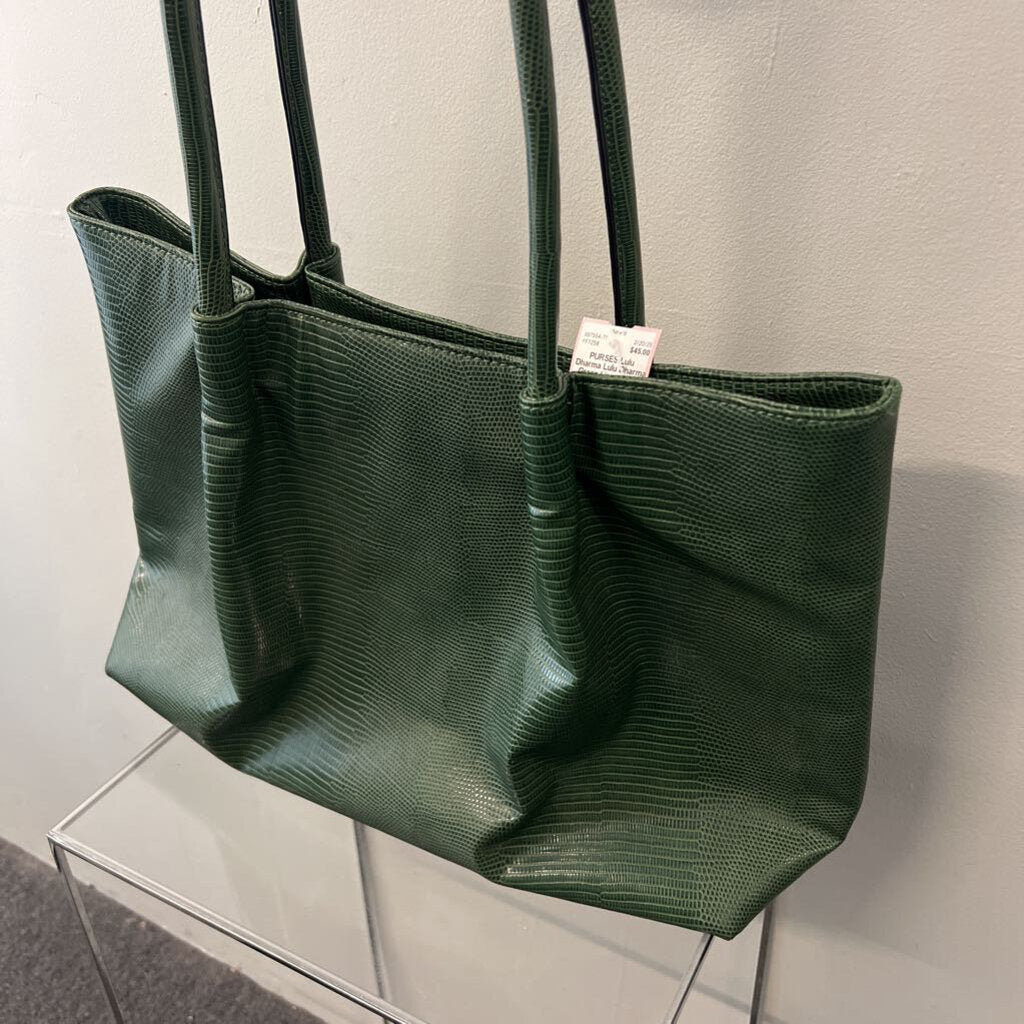 Lulu Dharma Green Lizard Tote Purse